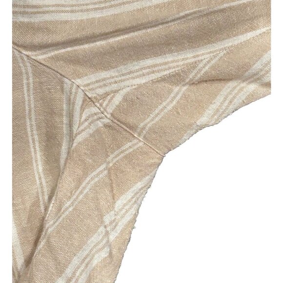 Gap Wide Leg Linen Blend Pants Women's Size Large Khaki Stripe Coastal Paper Bag - Picture 11 of 11